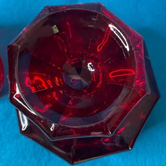 Vintage Fostoria Ruby Red Glass Coin Covered Wedding Bowl/Candy Dish w/Lid. - Picture 11 of 13